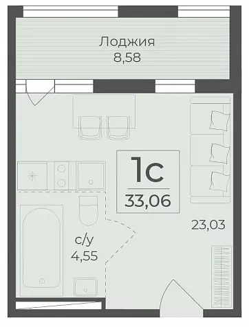 1-комнатная (студия)