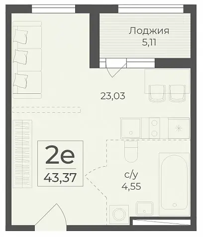 1-комнатная (студия)